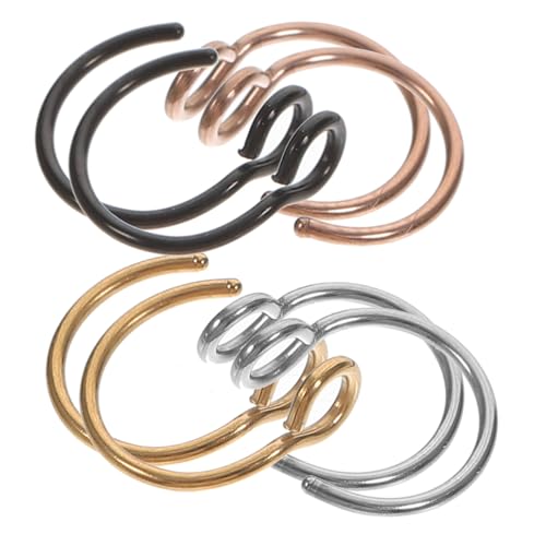 AKOOSY 8 Stück Teiliges Edelstahl C Förmige Fake Nose Rings Verstellbare Schmerzfreie Nasenringe in Schwarz Gold und Roségoldfarben Modische Sichere Nasenschmuck Dekoration für Damen von AKOOSY