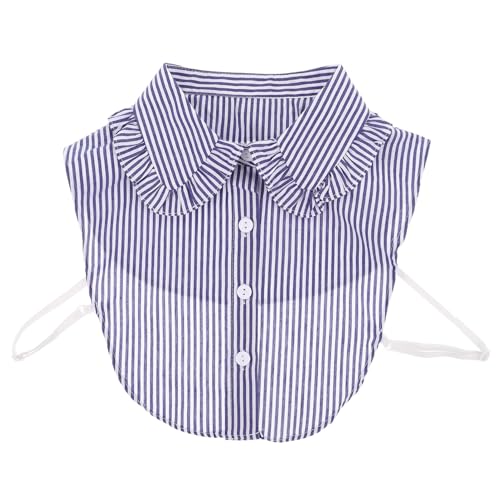 AKOOSY Abnehmbarer Damen Krageneinsatz mit Rüschensaum Gestreifter Fake Blusenkragen Langlebig und Formstabil Modisches Accessoire für Business Freizeit und Festliche Anlässe von AKOOSY