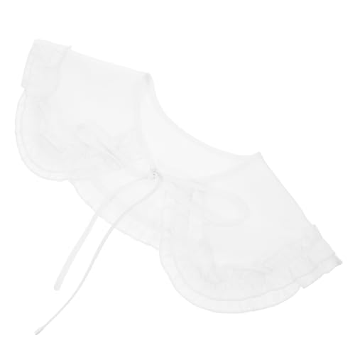 AKOOSY Abnehmbarer Rüschenkragen aus Chiffon Damen Fake Collar mit Geraffter Spitze Weißer Modischer Krageneinsatz für Pullover und Blusen Komfortabel und Vielseitig Kombinierbar von AKOOSY
