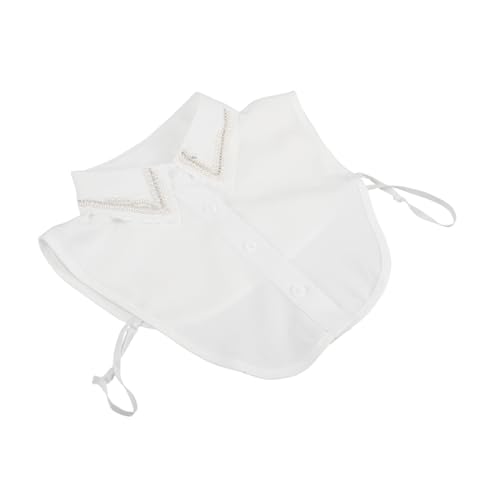 AKOOSY Abnehmbarer Weißer Fake Kragen mit Funkelnden Strasssteinen und Perlen Bestickter Schmuckkragen für Damen Eleganter Modeschmuck für Party Arbeit und Casual Looks von AKOOSY