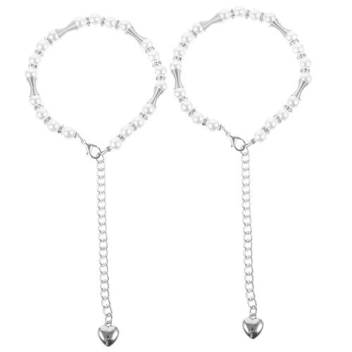 AKOOSY Anti-lose High Heel Schuhriemen mit Perlenkette Verstellbare Absätze Schnürsenkel Ersatz Simulierte Perlen Schmuck für Damen Komfortabler Halt Installationfrei Silberfarbenes von AKOOSY