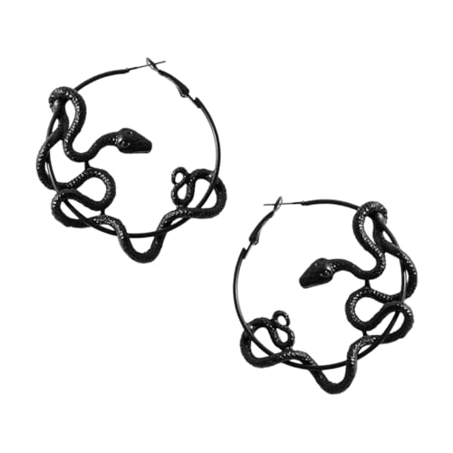 AKOOSY Antike Schlangen Ohrringe Langlebiger Legierung Kreatives Drachendesign Auffällige Runde Ohrhänger für Damen Modisches Schmuckaccessoire Schwarz von AKOOSY