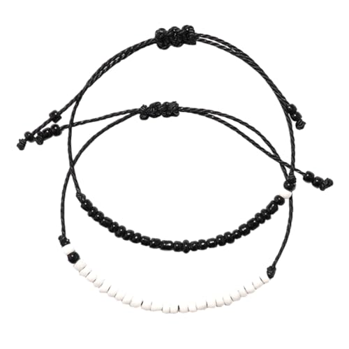 AKOOSY Armband Verstellbar Knoten Wachs Schnur Armband Mehrfarbig Perlen Geflochten Partner Schmuck für Valentinstag Geburtstag von AKOOSY