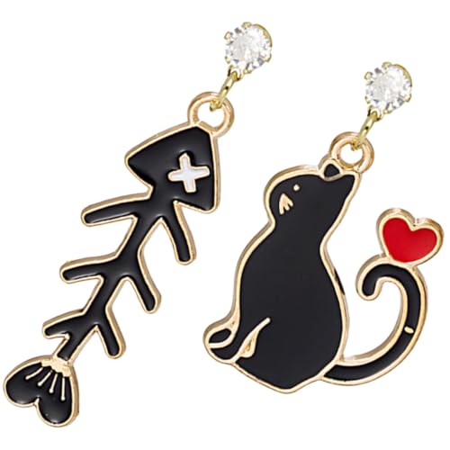 AKOOSY Asymmetrische Cat Fishbone Ohrringe für Damen Hängende Katzenohrringe Stilvoller Schmuck als für Frauen Leicht und Elegant Perfektes Accessoire für Alltag und Party von AKOOSY