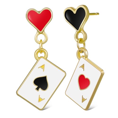 AKOOSY Asymmetrische Damen Ohrringe Herzform Poker Leichte Tropfen Ohrhänger Rote Schmuckaccessoires Für Party Alltag AKOOSY Asymmetrische Damen Ohrringe Herzform Poker Leichte Tropfen Ohrhänger Rote Schmuckaccessoires Für Party Alltag von AKOOSY