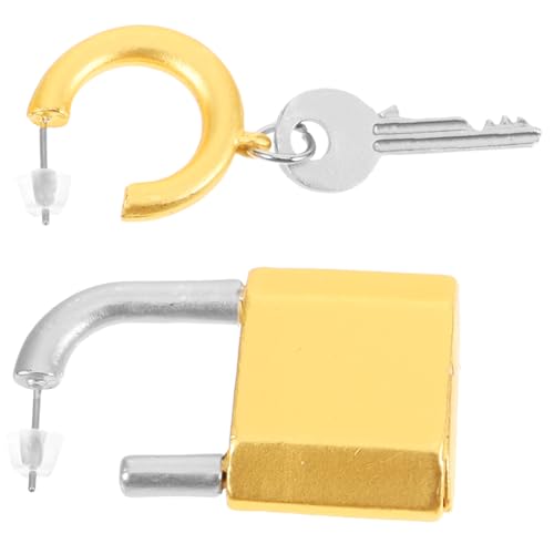 AKOOSY Asymmetrische Damen Ohrringe Vintage Schlüssel Schloss Design Dekorative Ohrstecker Einzigartiges Schmuckstück für Partys und Besondere Anlässe Goldfarben AKOOSY Asymmetrische Damen Ohrringe Vintage Schlüssel Schloss Design Dekorative Ohrstecker Einzigartiges Schmuckstück für Partys und Besondere Anlässe Goldfarben von AKOOSY