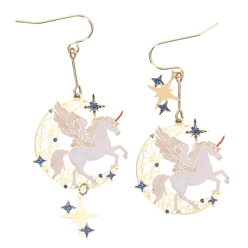 AKOOSY Asymmetrische Einhorn Tropfenohrringe für Damen Kreative Ohrhänger Leichte Schmuckstücke für Alltag Party Hochzeit für Frauen Modisches Accessoire von AKOOSY