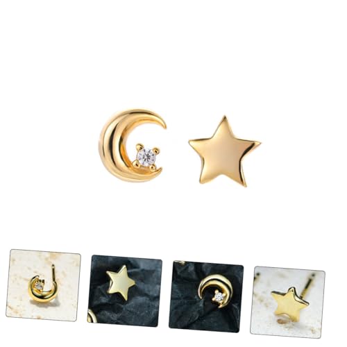 AKOOSY Asymmetrische Stern Mond Ohrstecker Silber Mini Ohrschmuck Damen Fashion Ohrringe Eleganter Ohrstecker Modisch Goldfarben AKOOSY Asymmetrische Stern Mond Ohrstecker Silber Mini Ohrschmuck Damen Fashion Ohrringe Eleganter Ohrstecker Modisch Goldfarben von AKOOSY