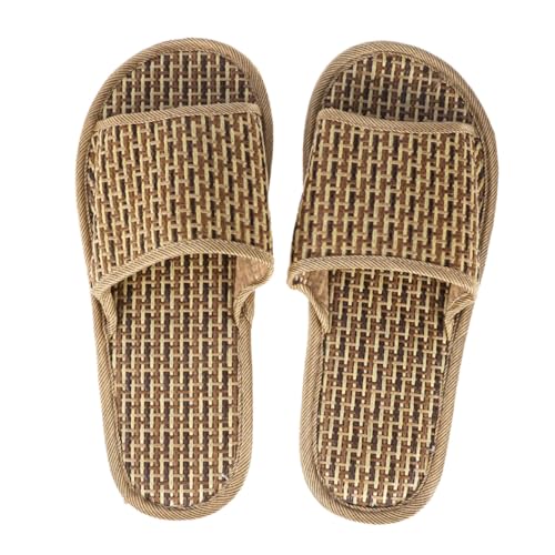 AKOOSY Atmungsaktive Bambus Rattan Slippers für Damen und Herren Leichte Sommer Hausschuhe Weiche Gewebte Sandalen Komfortabel und Langlebig für Strand Zuhause und Freizeit von AKOOSY