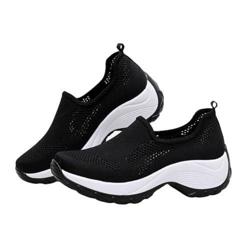 AKOOSY Atmungsaktive Damen Outdoor Mesh Schuhe mit Luftpolster rutschfest Leicht Schnell Trocknend für Sport Wandern und Freizeit Schwarz von AKOOSY