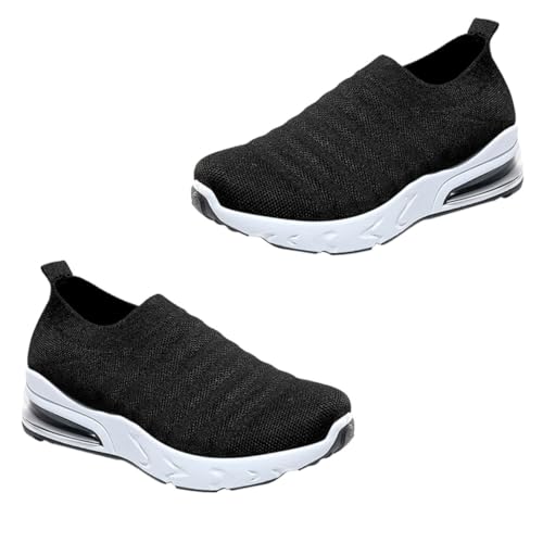 AKOOSY Atmungsaktive Damen Sneaker mit Flexiblem Mesh obermaterial rutschfeste Sportschuhe mit Leichter Sohle für Alltag und Fitness Bequeme Freizeitschuhe in Schwarz von AKOOSY