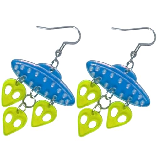 AKOOSY Außergewöhnliche Ufo Raumschiff Ohrringe Damen Dangle Earrings Lustiger Ohrschmuck für Frauen und Mädchen Party Reise Alltagsmode von AKOOSY