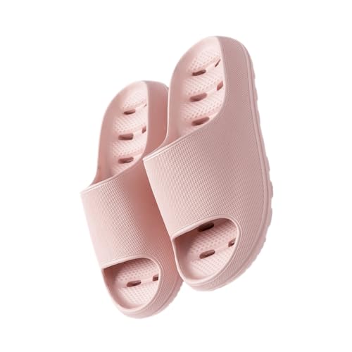 AKOOSY Badezimmer Slipper Damen Leicht Rutschfest Atmungsaktiv PVC Sommer Pantoletten Rosa für Indoor Outdoor Spa Hausschuhe von AKOOSY