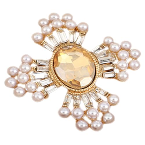 AKOOSY Barocke Perlenbrosche Kreuz Anstecknadel Damen Schmuck Kleidung Dekoration für Mäntel Kleider Cardigans Stilvolles für Frauen von AKOOSY