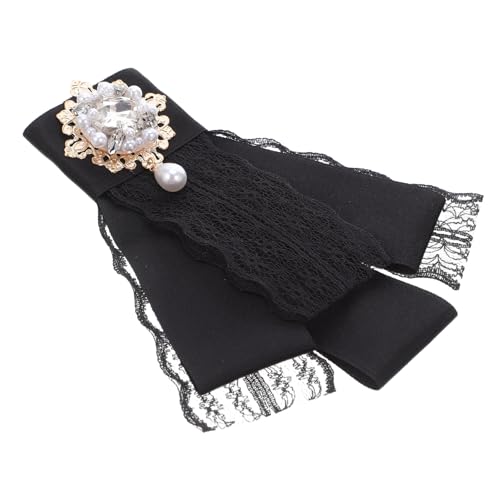 AKOOSY Barockstil Brosche mit Funkelnden Strasssteinen und Perlen Vorgebundene Schleife als Modisches Kragenaccessoire für Damen und Mädchen Eleganter Schmuck für Anzug und Bluse von AKOOSY