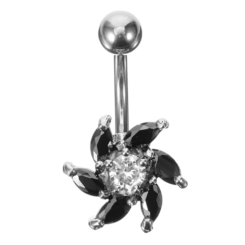 AKOOSY Bauchnabelpiercing Zirkonia Bauchschmuck Damen Sicherer Sitz Komfortabel Schwarz Eleganter Körperschmuck von AKOOSY