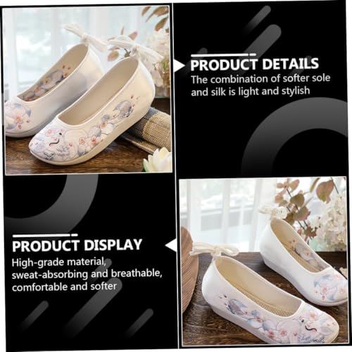 AKOOSY Bestickte Hanfu Damenschuhe mit Dicker Sohle und Innen Erhöhtem Absatz Atmungsaktive Stoffschuhe für Tanzaufführungen und Festliche Anlässe Traditioneller Ethnischer Stil Angenehm von AKOOSY