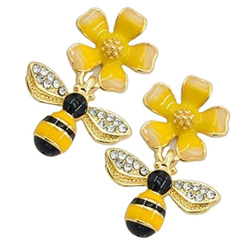 AKOOSY Biene Ohrringe Für Damen Baumelnde Tropfenohrringe Mit Blumenanhänger Elegante Für Hochzeit Geburtstag Urlaub Alltag von AKOOSY