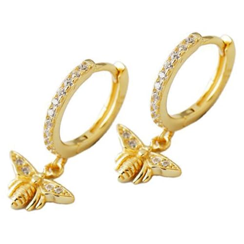 AKOOSY Bienen Creolen Ohrringe Damen Modisch Bee Design Runde Stecker Schmuck für Mädchen Alltag Hochzeit Party von AKOOSY