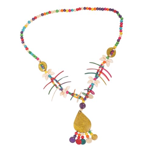 AKOOSY Bunte Kokosnuss Muschel Perlenkette Für Damen Ethno Style Lange Halskette Allergiefrei Für Strandpartys Und Boho Outfits von AKOOSY