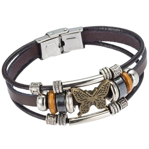 AKOOSY Bohemian Vintage Lederarmband Mehrlagig Punk Stil Damen Armband Mehrschichtiges Wickelarmband für Alltag Party Schmuck von AKOOSY