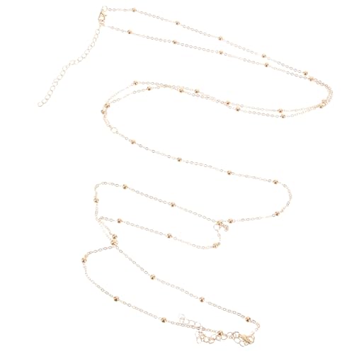 AKOOSY Boho Körperkette Goldene Taillenkette mit Perlen Damenverstellbar für Strand Party Kleider Schmuck von AKOOSY