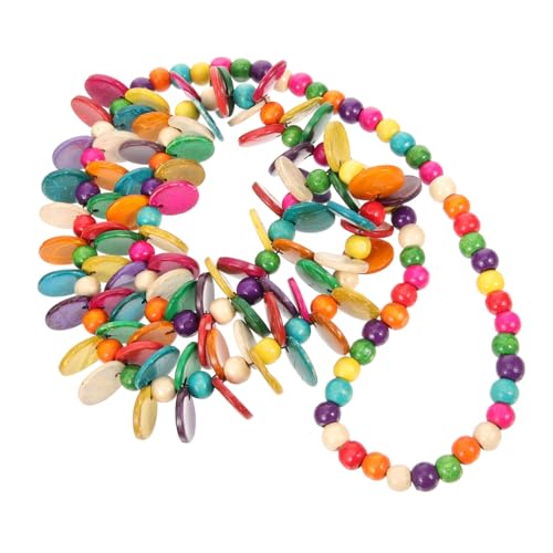AKOOSY Boho Lange Bunte Kokosnuss schalen Perlenkette Damen Statement Schmuck für Hawaii Party und Alltag Farbenfrohe Auffällige Halskette Passend zu Pullovern von AKOOSY