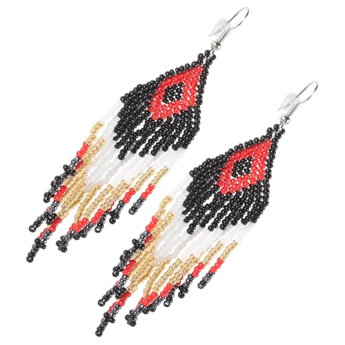 AKOOSY Boho Perlen Quasten Ohrringe Damen Leicht Lange Beaded Tassel Dangle Schmuck Handgefertigt Ethno Ohrhänger für Party Freizeit von AKOOSY