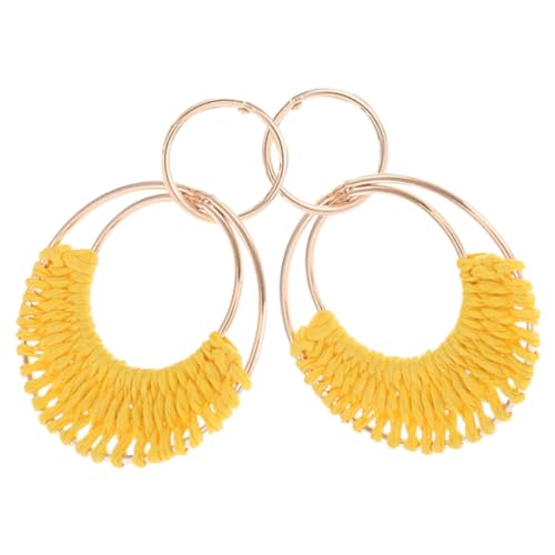 AKOOSY Boho Raffia Ohrringe für Damen Handgefertigte Geometrische Creolen Leichte Sommer Accessoires Statement Ohrschmuck für Strand und Alltag von AKOOSY