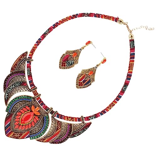 AKOOSY Boho Schmuckset Damen mit Baumelnden Ohrringen und Ethno Halskette Modischer Retro Modeschmuck Kreatives Geschenkset für Besondere Anlässe Wie Hochzeit und Geburtstag von AKOOSY