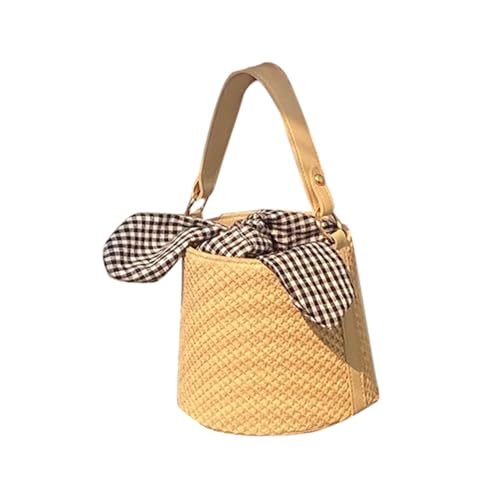 AKOOSY Bowknot Geflochtene Damen Handtasche Tragbare Tote Bag mit Großem Fassungsvermögen Modische Strandtasche aus Strohgeflecht Vielseitige Schultertasche für Alltag Reisen und Party von AKOOSY