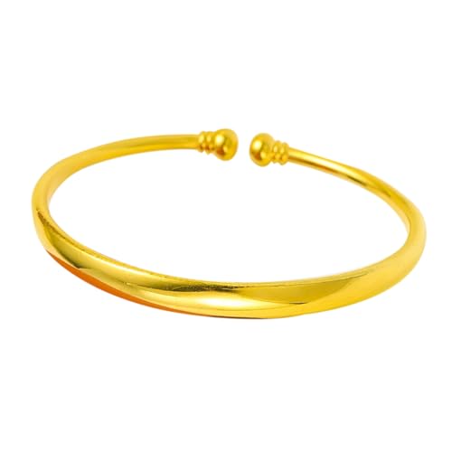 AKOOSY Brass Open ended Bangle Damen Armband Simulierter Babysbreath Design Umweltfreundlich Vergoldet Modisches Schmuckstück für Frauen und Mädchen Eleganter Alltagsschmuck Geschenkidee von AKOOSY