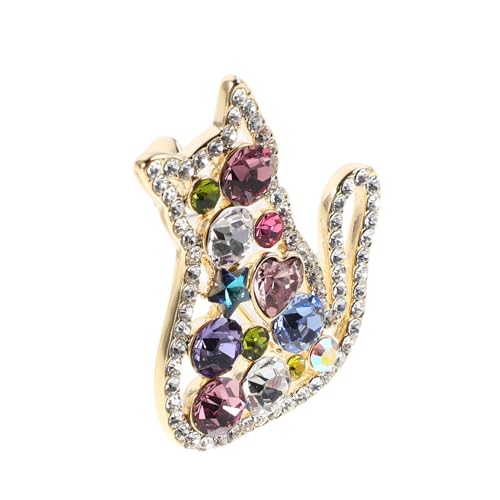 AKOOSY Bunte Brosche Mit Diamanten Katzenbrosche Emaille Katzennadel Metallbrosche Kawaii Anstecker Romantische Anstecknadel Hut Anstecknadel Schalschnalle Broschen Vintage von AKOOSY