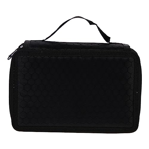 AKOOSY Buntstiftetui mit Tragegriff Mehrschichtiges Federmäppchen für Künstler Tragbarer Organizer für Buntstifte und Pinsel Geeignet für Kunststudenten Schwarz Fächer von AKOOSY