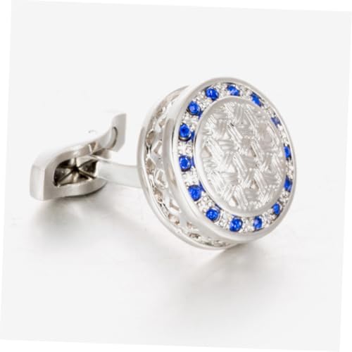 AKOOSY Business Manschettenknöpfe Herren Rund Silber Blau Leicht Glänzend Hemd Schmuck für Anzug Hochzeit Büro von AKOOSY