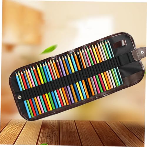 AKOOSY Canvas Federmäppchen mit Fächern Langlebige Waschbare Buntstift Aufbewahrungstasche Platzsparend Rollbar Leichter Organizer für Künstler Schüler und Erwachsene Schwarz von AKOOSY