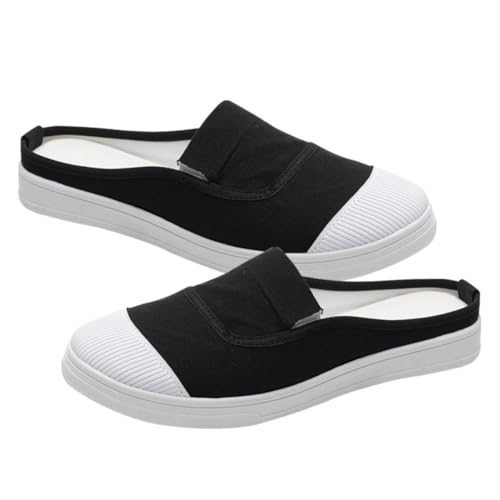 AKOOSY Canvas Slipper Damen Halbslipper Kreative Freizeitschuhe Sommer Atmungsaktive Leichte Schuhe Fersefrei für Innen und Außen Modisch und Angenehm von AKOOSY