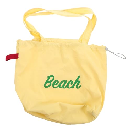 AKOOSY Canvas Tote Bag Damen Leinentasche mit Kordelzug Großes Fassungsvermögen Wiederverwendbar Robuste Schultertasche Casual Shopper Tasche für Alltag und Einkaufen Gelb von AKOOSY