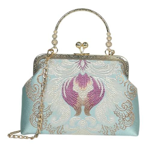 AKOOSY Chinesische Stickerei Tote Bag Damen Handtasche aus Vielseitig als Umhängetasche oder Schultertasche Tragbar Modische Kleine Crossbody Bag in Himmelblau für Alltag und Party von AKOOSY