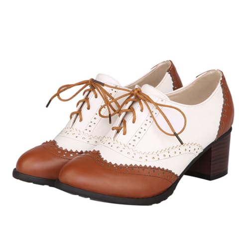 AKOOSY Schnürschuhe Für Damen Ganzjahres Und Strapazierfähige Schuhe Einzelschuhe Mit Stabilem Klobigen Absatzdesign Bequem Für Füße Atmungsaktiv Und Federnd von AKOOSY