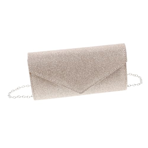 AKOOSY Clutch Purse Damen Handtasche Abendtasche mit Funkelnden Strasssteinen Umschlag Design Abnehmbare Kette Champagnerfarben Eleganter PVC Polyester Mix für Hochzeit und Party von AKOOSY