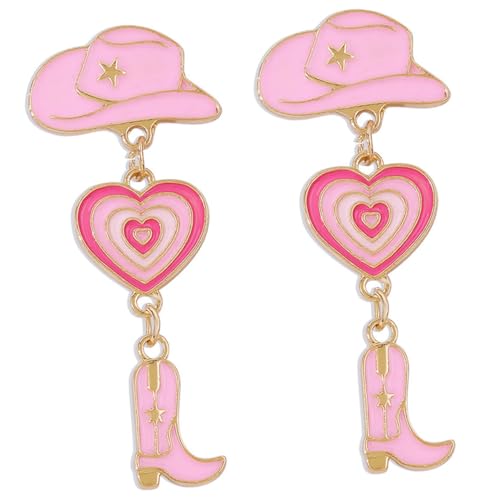 AKOOSY Cowgirl Ohrringe Damen Mehrschichtig Leicht Anhänger Mit Hut Herz Und Cowboy Stiefel Design Modisch Für Party Reise Und Alltag von AKOOSY