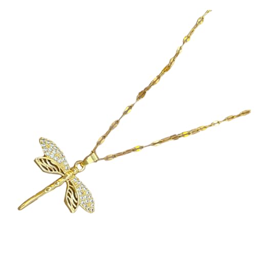 AKOOSY Dainty Damen Halskette mit Libellen Anhänger aus Titanstahl Leichtes Design Verstellbare Sicherer Schmuck für Frauen und Mädchen zu Besonderen Anlässen von AKOOSY