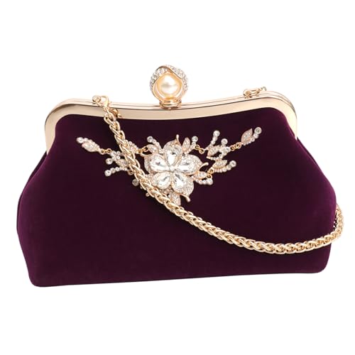 AKOOSY Damen Abendtasche mit Strassverzierungen Clutch Plüschstoff für Hochzeiten Partys Besondere Anlässe Stilvolle Handtasche von AKOOSY