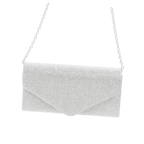 AKOOSY Damen Clutch Abendtasche Silberne Handtasche Modisches Design für Hochzeit Party Freizeit Umhängetasche mit Kette für Frauen für Karten Münzen von AKOOSY
