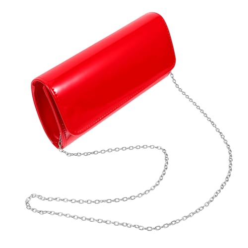 AKOOSY Damen Clutch Handtasche PU Rot Große Kapazität Abendtasche mit Druckknopf Verschluss Leichte Umhängetasche für Party und Alltag Modische Elegante Tasche für Frauen von AKOOSY