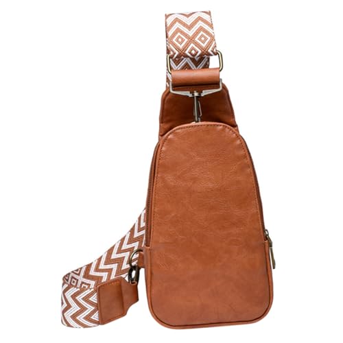 AKOOSY Damen Fanny Pack Bauchtasche aus Verstellbare Crossbody Chest Bag im Boho Stil Vielseitige Umhängetasche für Alltag und Party Schicke Schultertasche in Braun Leicht Öffnbar mit von AKOOSY