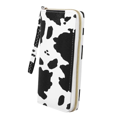 AKOOSY Kuhdruck Damen Geldbörse Aus Pu-material Klein Kompakt Tragbar Mit Reißverschluss Mehrfarbiges Fächerdesign Für Schlüssel Karten Und Münzen von AKOOSY