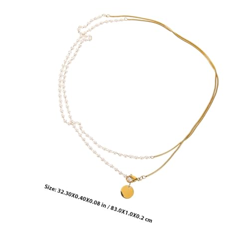 AKOOSY Damen Halskette Doppellagig aus Vergoldetem Titanstahl mit Zarten Perlen Modische für Frauen Elegantes Schmuckstück für Alltag und Besondere Anlässe von AKOOSY