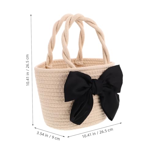 AKOOSY Damen Handtasche mit Schleifen detail Geflochtene Schultertasche in Weiß Großer Stauraum Strapazierfähiges Material Modische Farbblock webstruktur für Vielseitigen Alltag und von AKOOSY